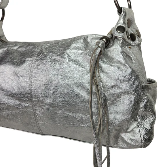 Steve Madden Vegan Silver Metallic Studded Purse Shoulder Bag Y2K Punk Medium - Picture 5 of 16